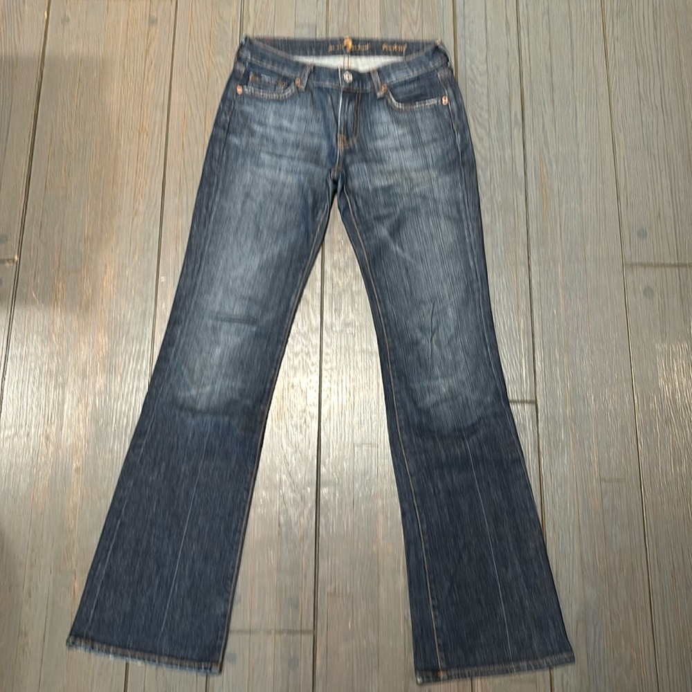 7 For All Mankind bootleg/ flair stretch denim. Made in USA, size 27